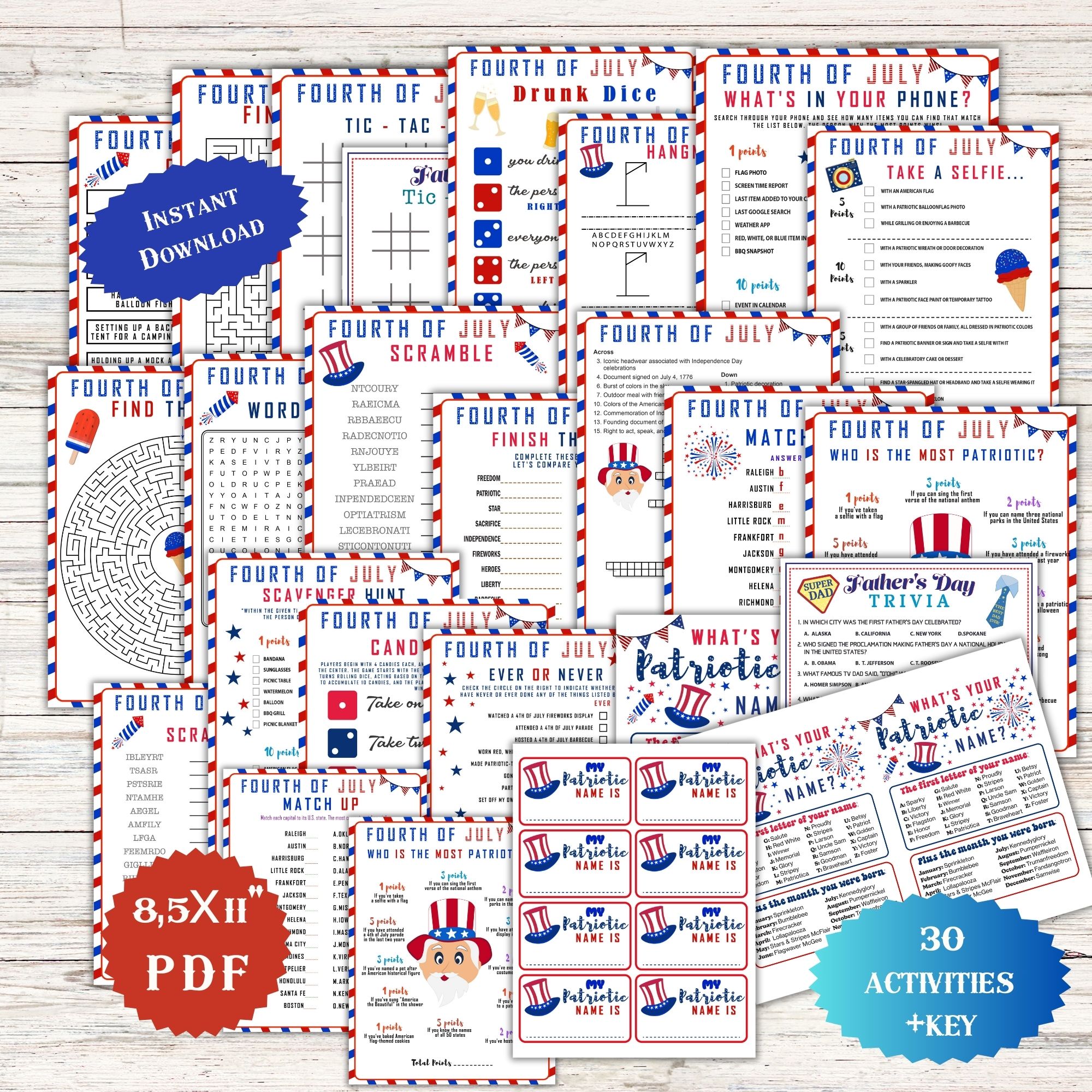 Patriotic Game 4th of July Party Independence Day Activities for Kids Family