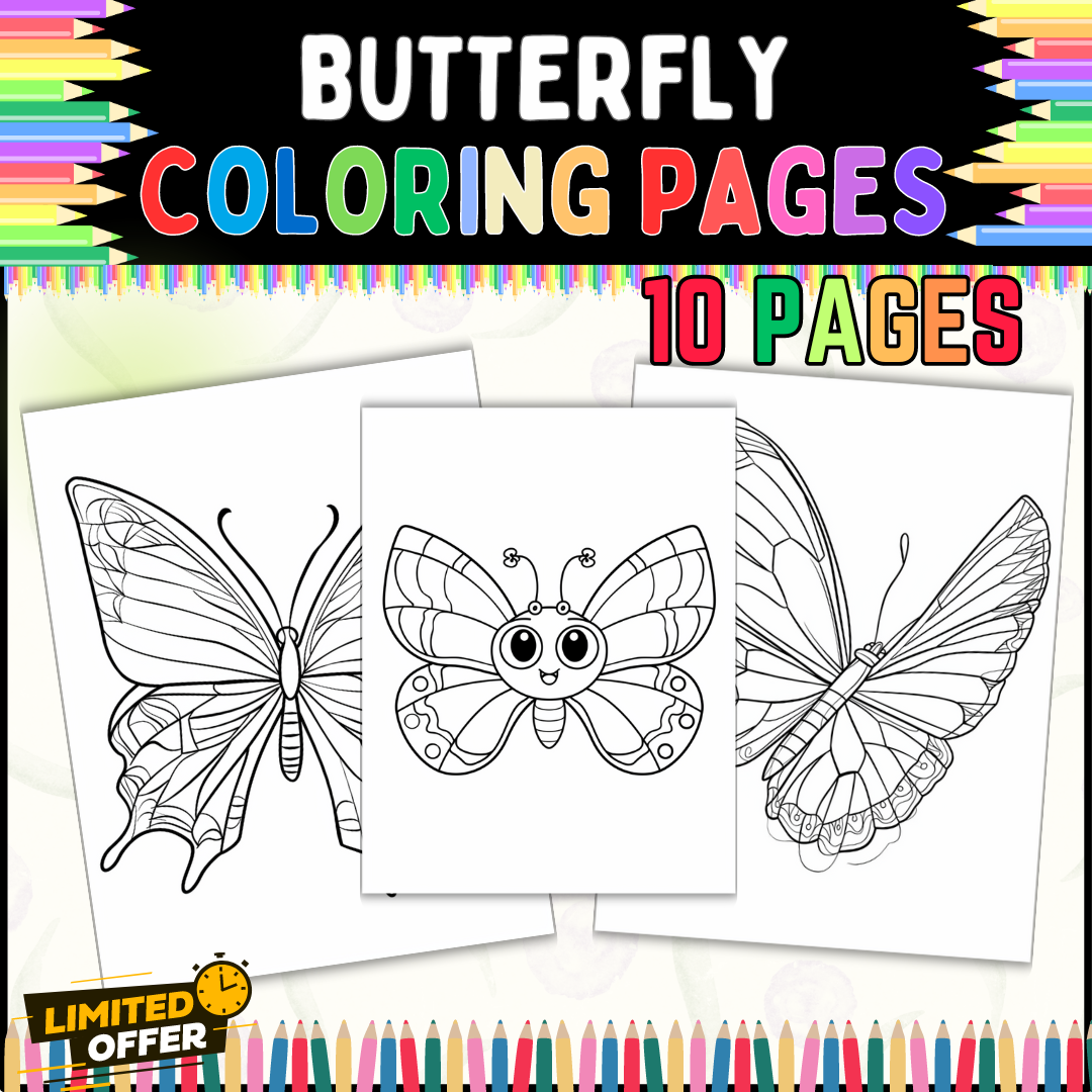 Butterfly Coloring Pages for All Ages 10 Printable Sheets Fun Activity