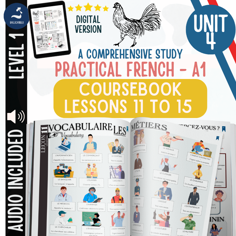 Beginner French Workbook jobs workplaces grammar verbs daily activities audio