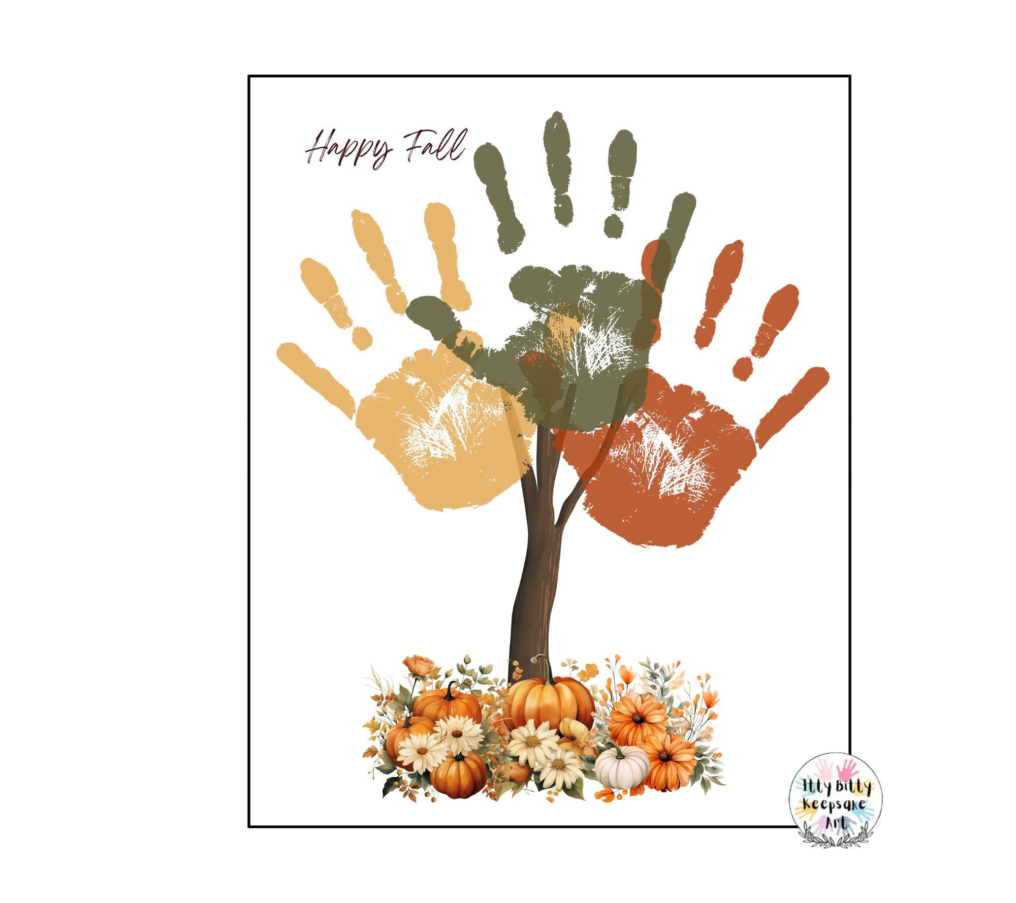 Fall Tree Handprint Art Craft Printable Template / Fall Craft / Autumn / Pumpkin