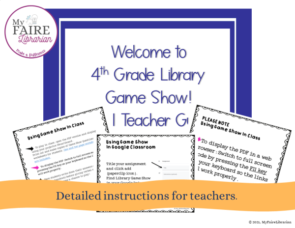 Library Assessment Game for 4th Grade | End of Year Activity ...