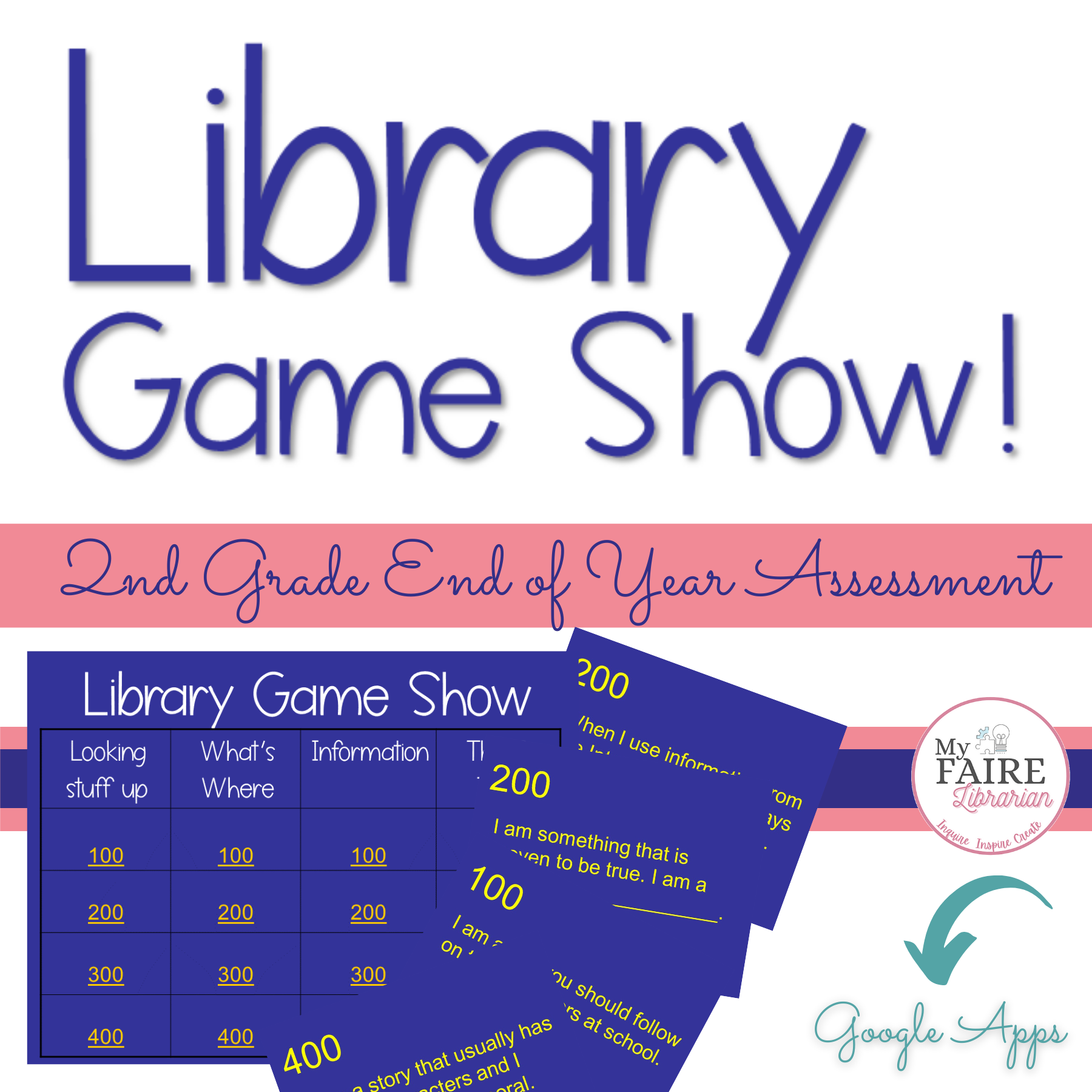 Library Assessment Game for 2nd Grade | End of Year Activity | Curriculum (Copy)