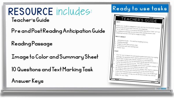 Back To School Color by Number First Day/Week of School Reading Passage ...