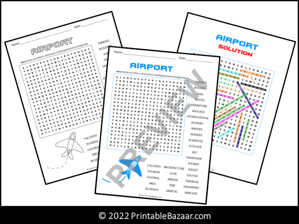 Airport Word Search Puzzle - Made By Teachers