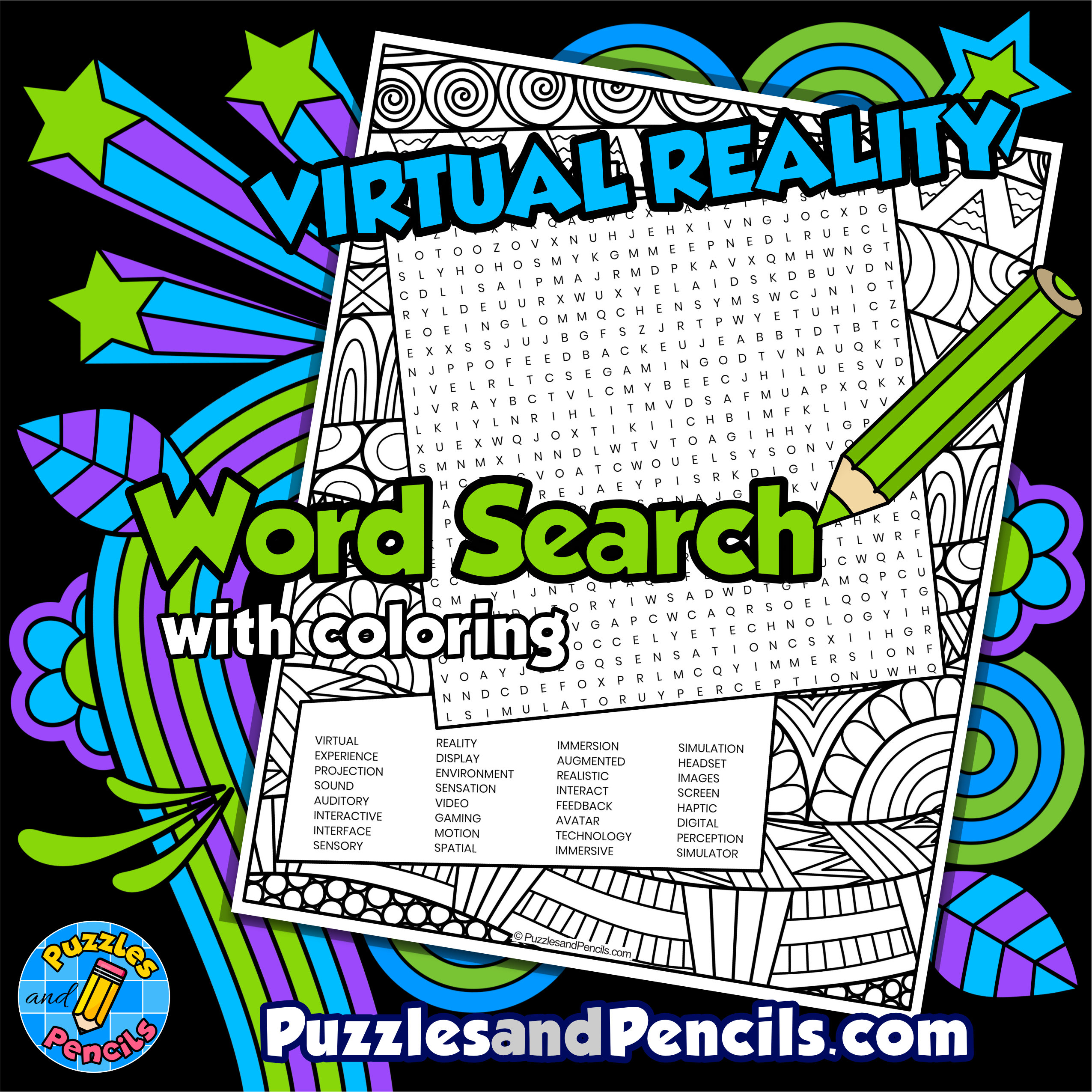 Virtual Reality Word Search Puzzle with Coloring | Computer Science