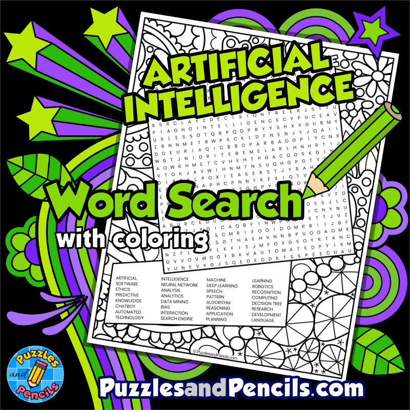 Artificial Intelligence Word Search Puzzle with Coloring | Computer Science
