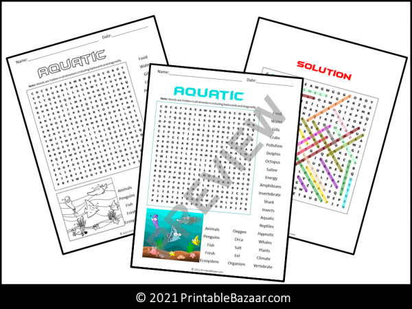 Aquatic Word Search Puzzle | Made By Teachers