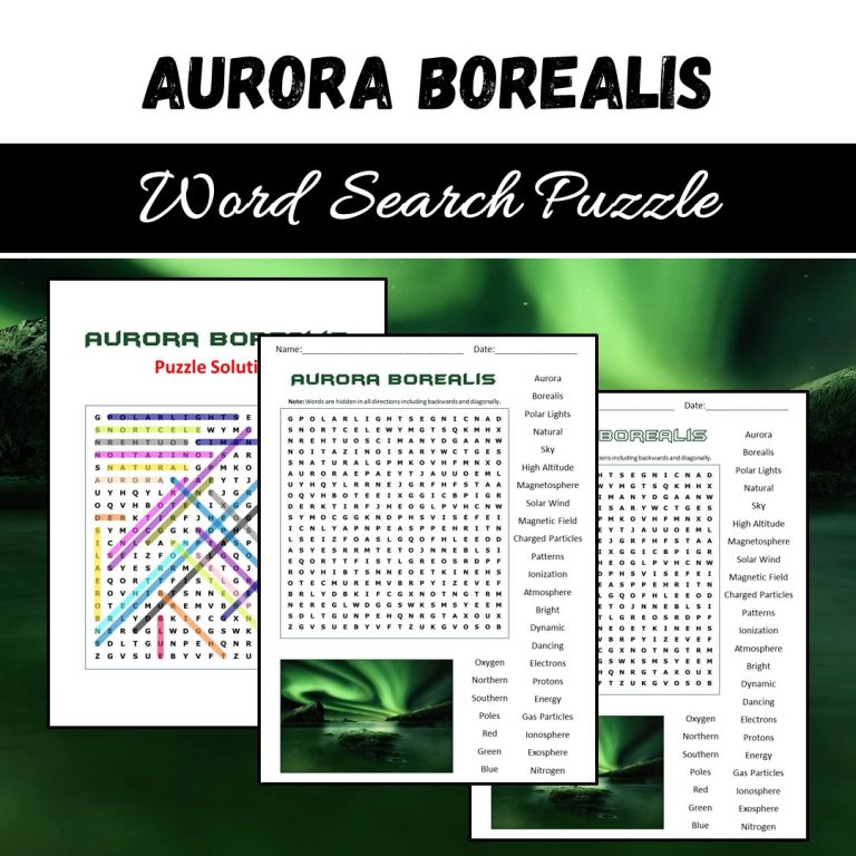Aurora Borealis (Northern Lights) Word Search Puzzle - Made By Teachers