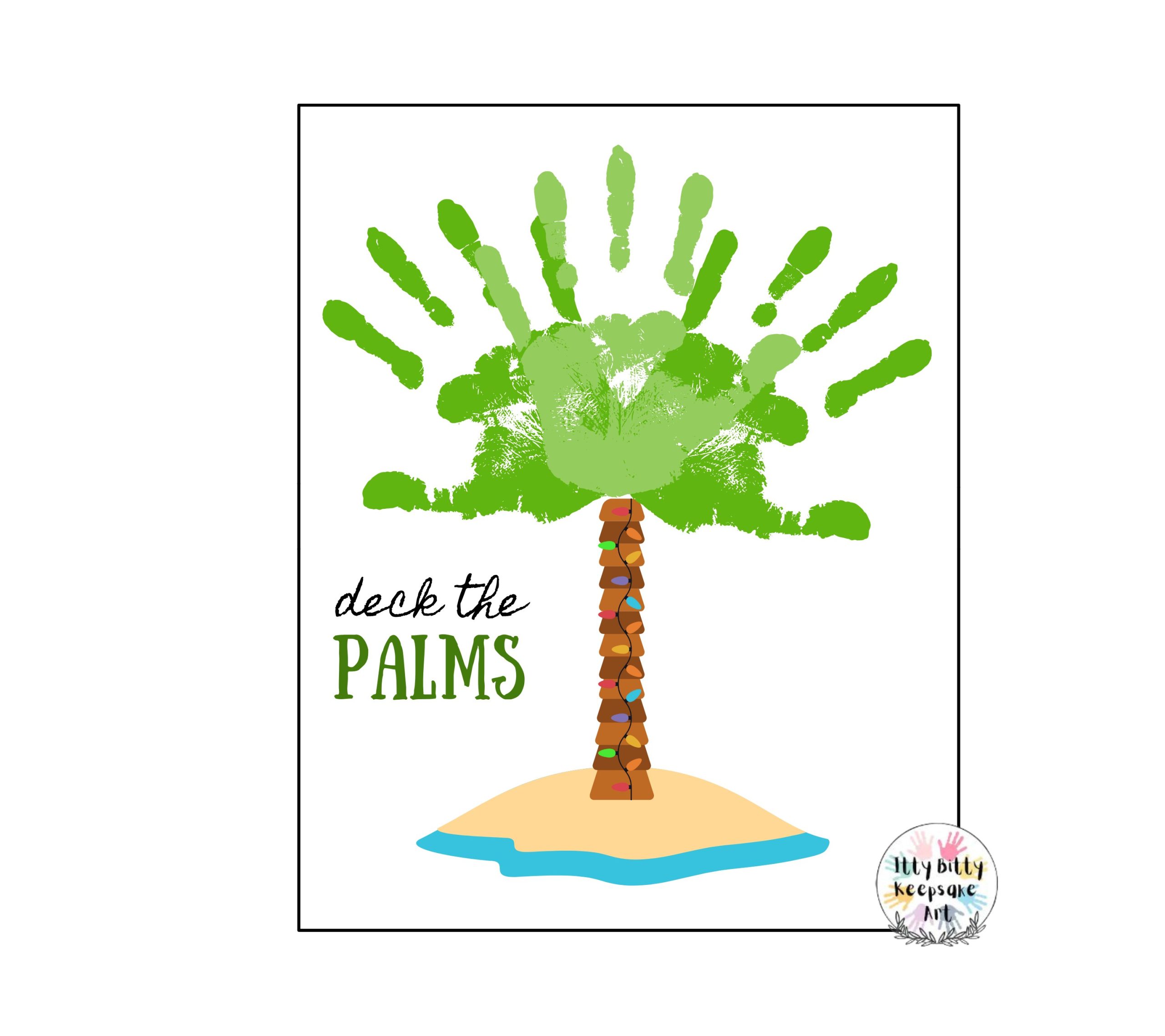 Summer Palm Tree Handprint Craft Printable Template / Christmas in July / Deck the Palms
