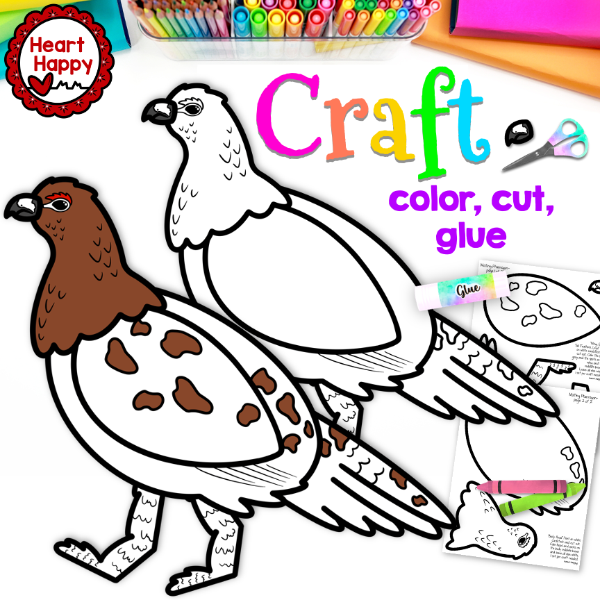 Willow Ptarmigan Bird Craft | Alaska State Symbols