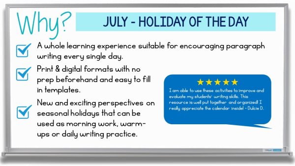 July Morning Work - Holiday of the Day Bell Ringers ELA Writing ...