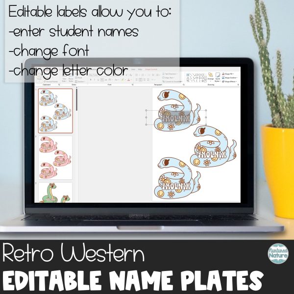 Editable Name Plates - Retro Western Name Tags for Desk - Classroom ...