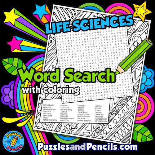 Life Science Word Search Puzzle with Coloring BUNDLE | Made By Teachers