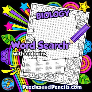 Biology Word Search Puzzle with Coloring | Life Sciences - Made By Teachers