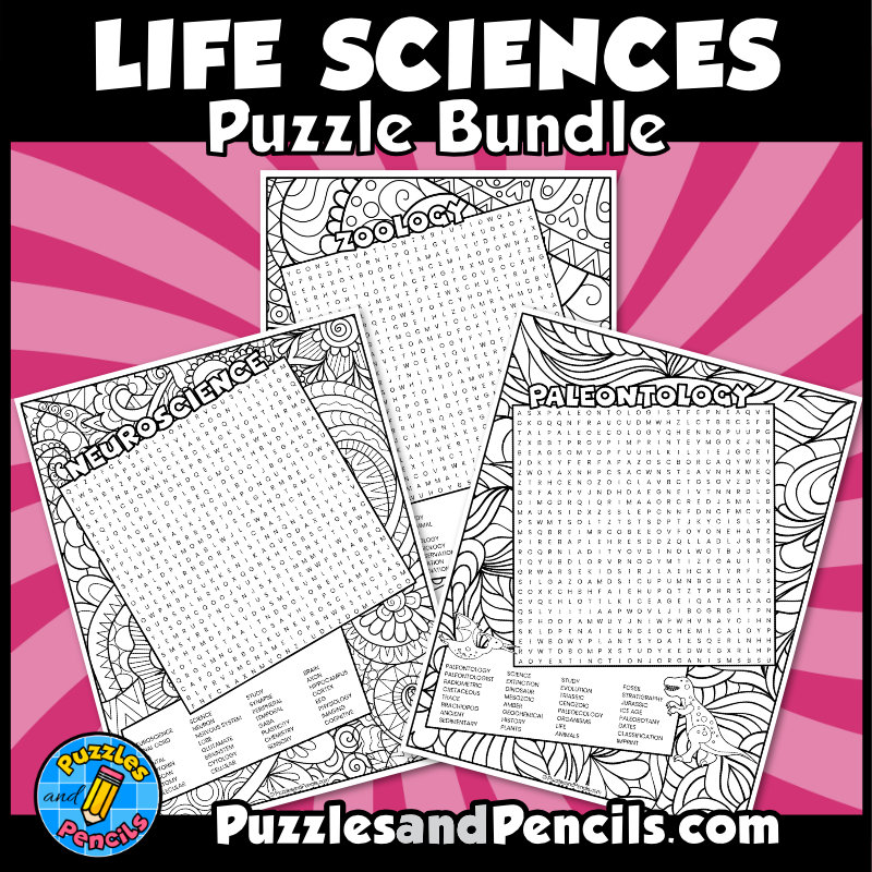Life Science Word Search Puzzle with Coloring BUNDLE | Made By Teachers