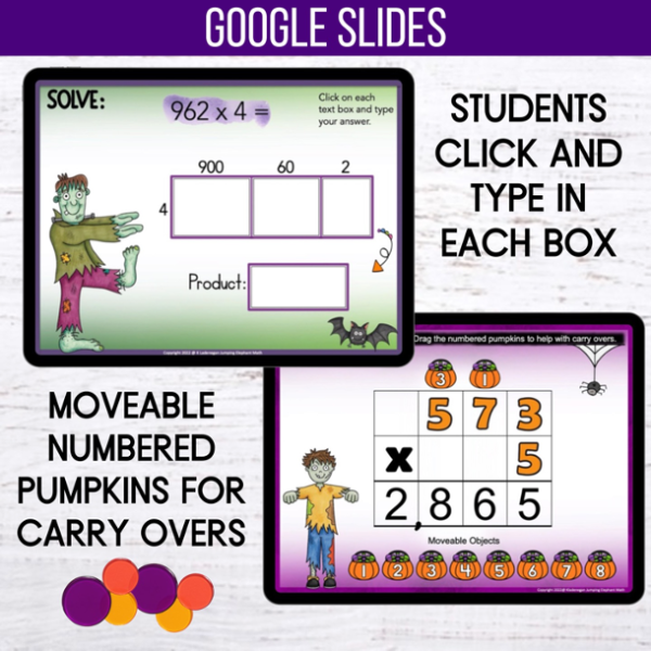 Halloween 3x1 Digit Area Model Multiplication and Standard Form Google ...