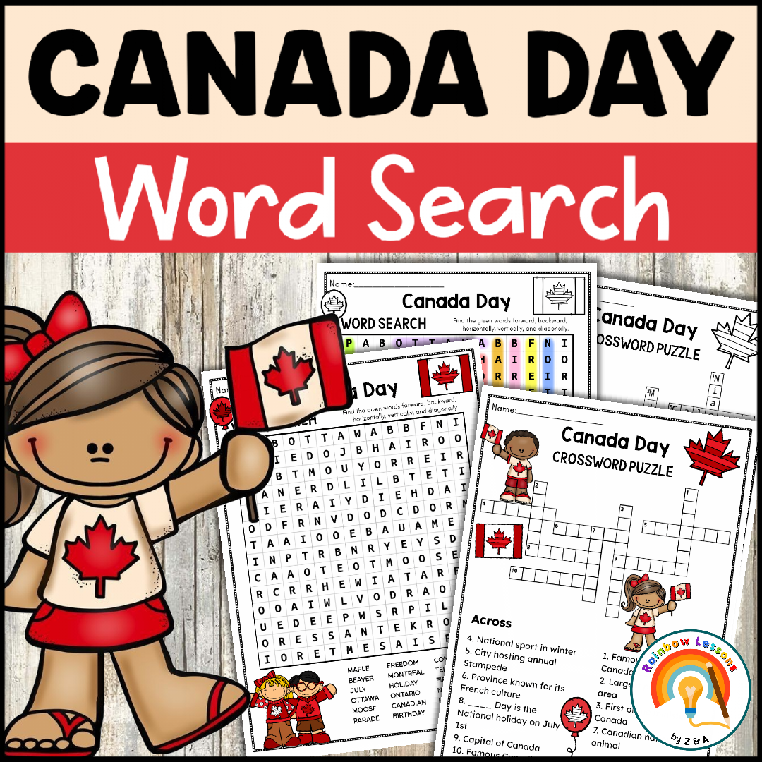 Canada Day Word Search Puzzle | Canada Day Activities | Canada Day Fun Worksheet