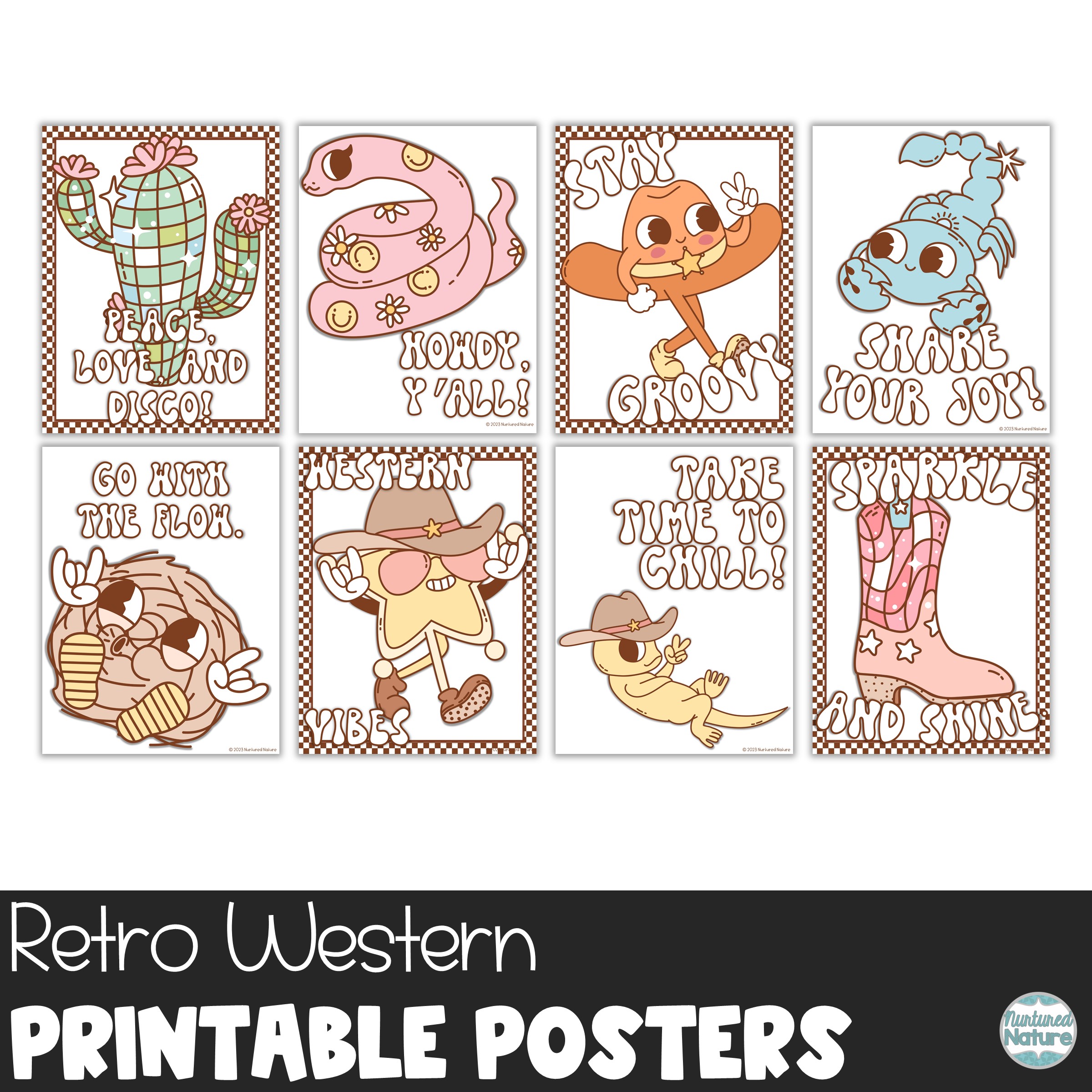 Bulletin Board Posters - Groovy Retro Western Theme Classroom Decor