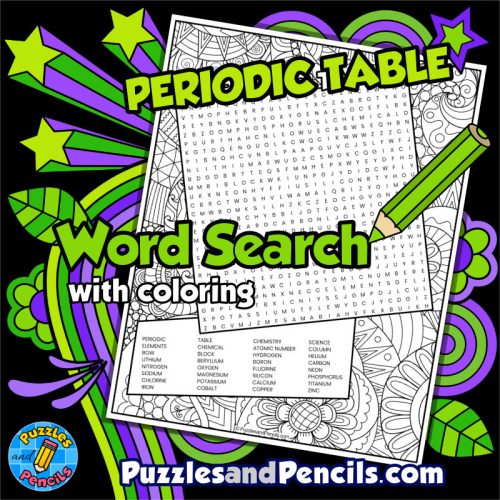 Periodic Table Word Search Puzzle with Coloring | Science | Made By ...