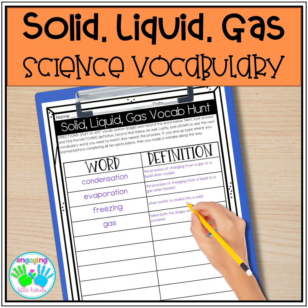 Solid, Liquid, and Gas Vocabulary