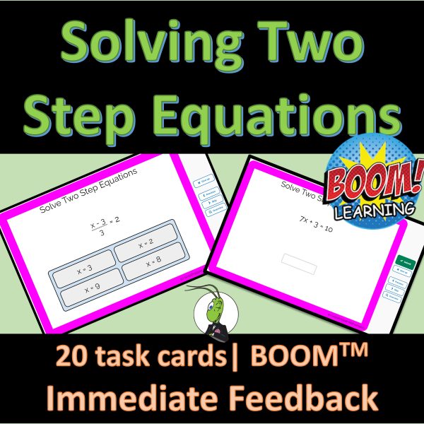 Solving Two Step Equations Boom Digital Task Cards | Made By Teachers