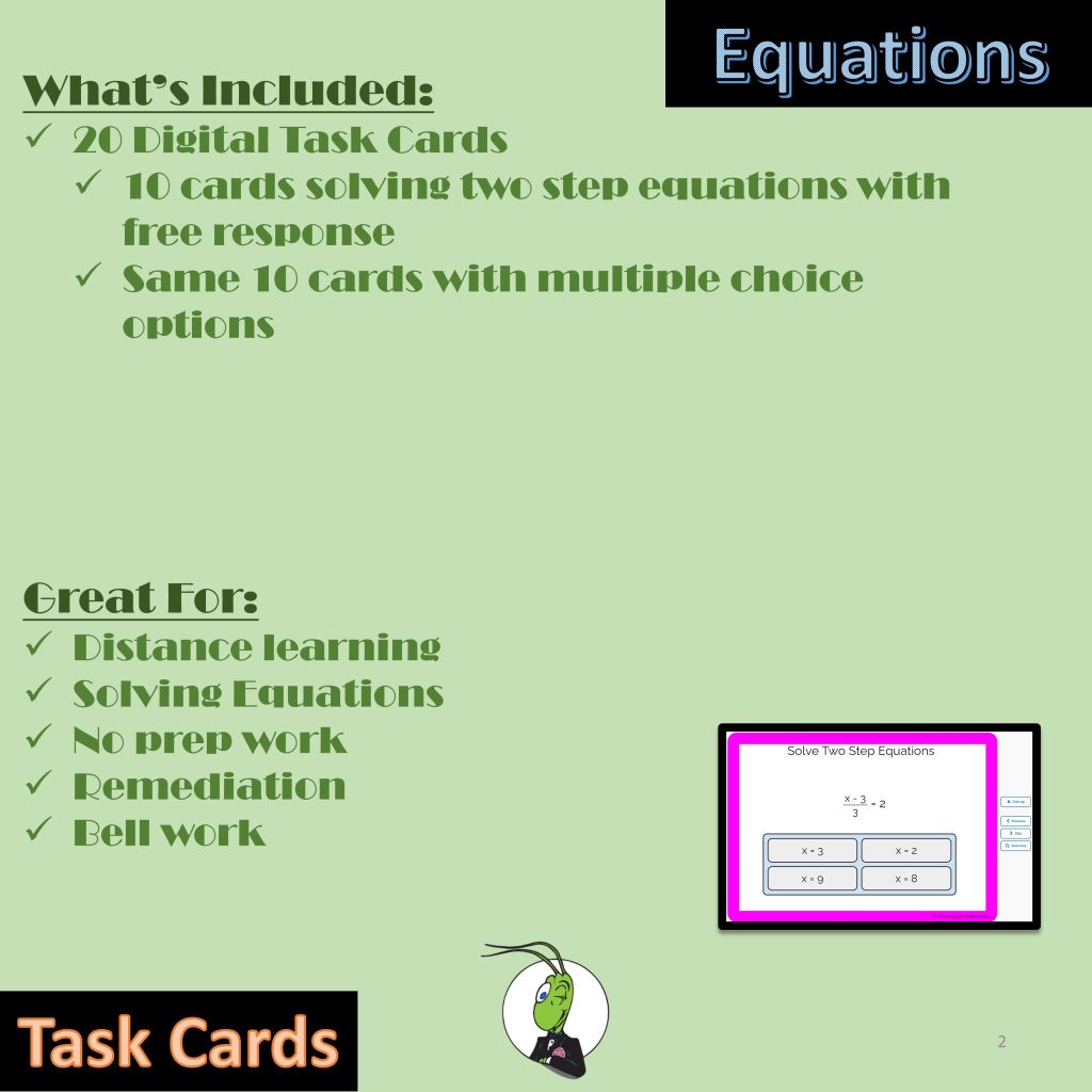 Solving Two Step Equations Boom Digital Task Cards | Made By Teachers
