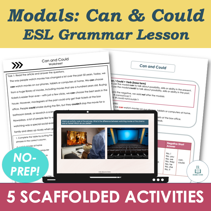 Modals Can and Could - Adult ESL A2 Grammar Lesson Plan, Worksheets, Activities