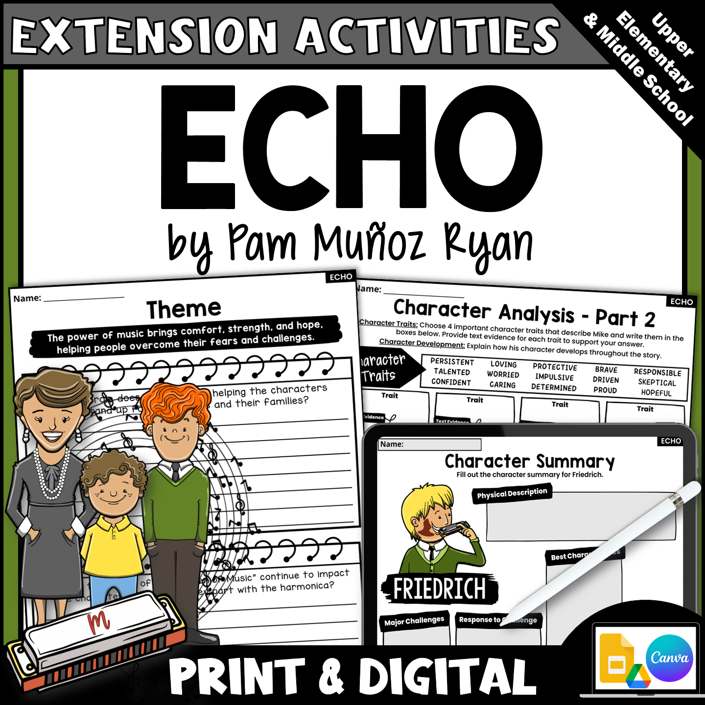Echo Novel Study Theme, Symbolism, & Quote Extension Activities