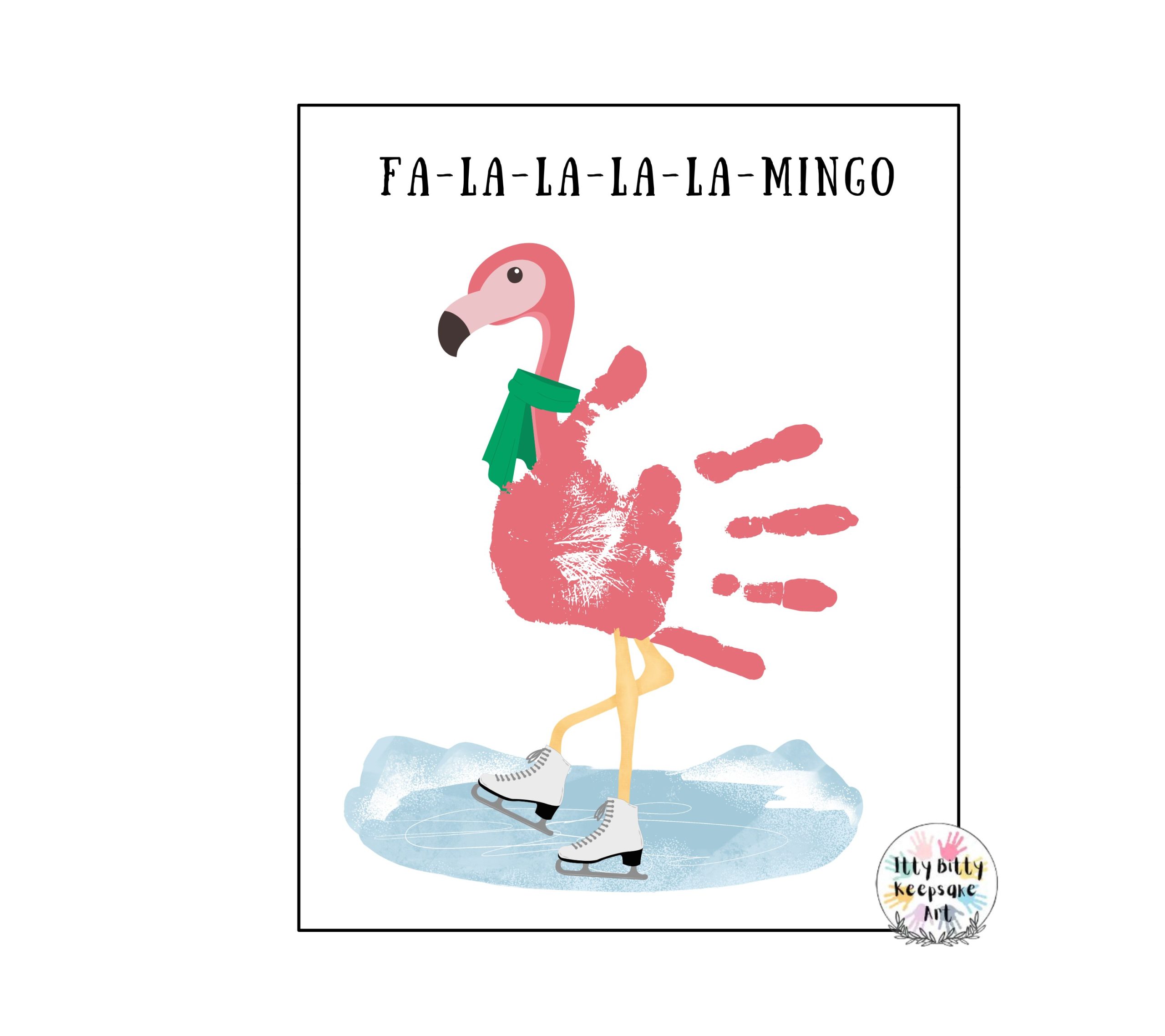 Christmas in July Handprint Craft Printable Template / Fa La La La La Flamingo