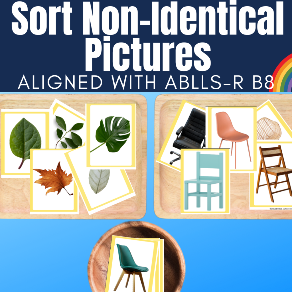 Match Sort Non-Identical Pictures for ABA Autism ABLLS-R B8 with Photos ...