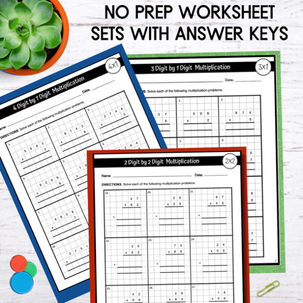 Multiplication with regrouping Standard Form BUNDLE Google Slides and ...