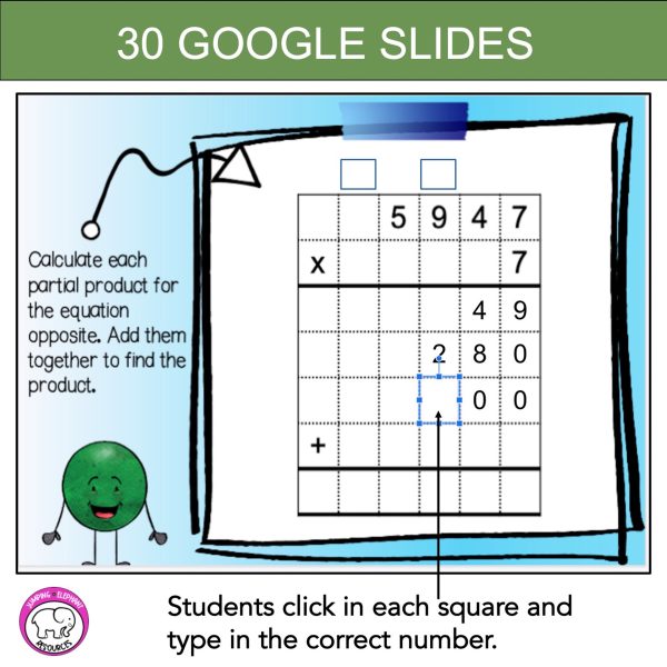 4 digit by 1 digit Multiplication Partial Products Google Slides | Made ...