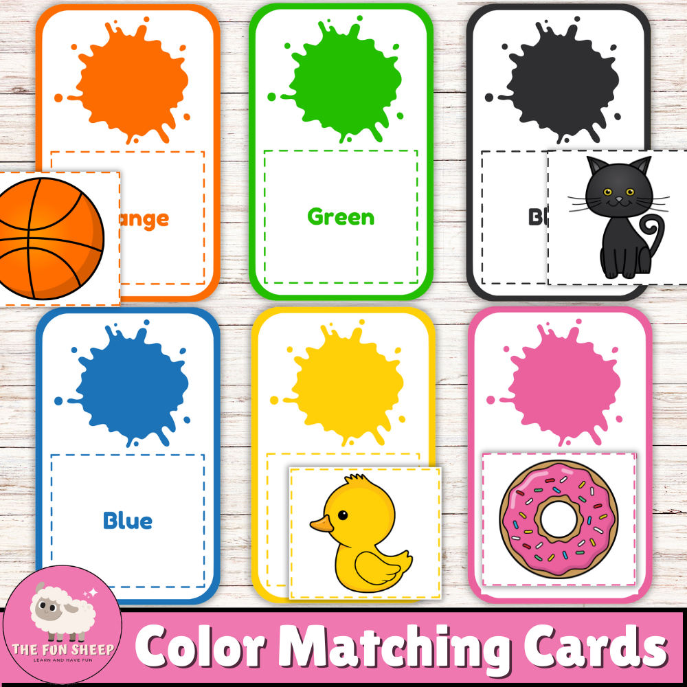 Color Matching Cards | Matching Color Activity Worksheets to Memorize Colors