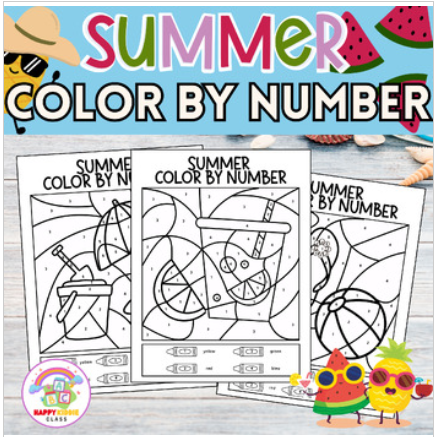 Easy Color by Number: Summer Edition - Kids Coloring Summer Fun