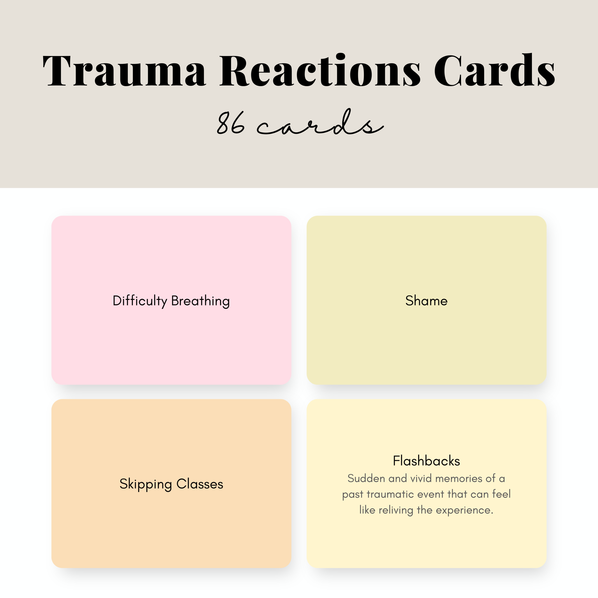 Trauma Reactions Cards | Response Checklist | Middle & High School ...