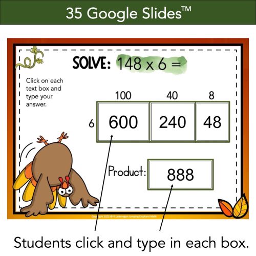 Thanksgiving 3 Digit by 1 Digit Multiplication Area Model Google and ...