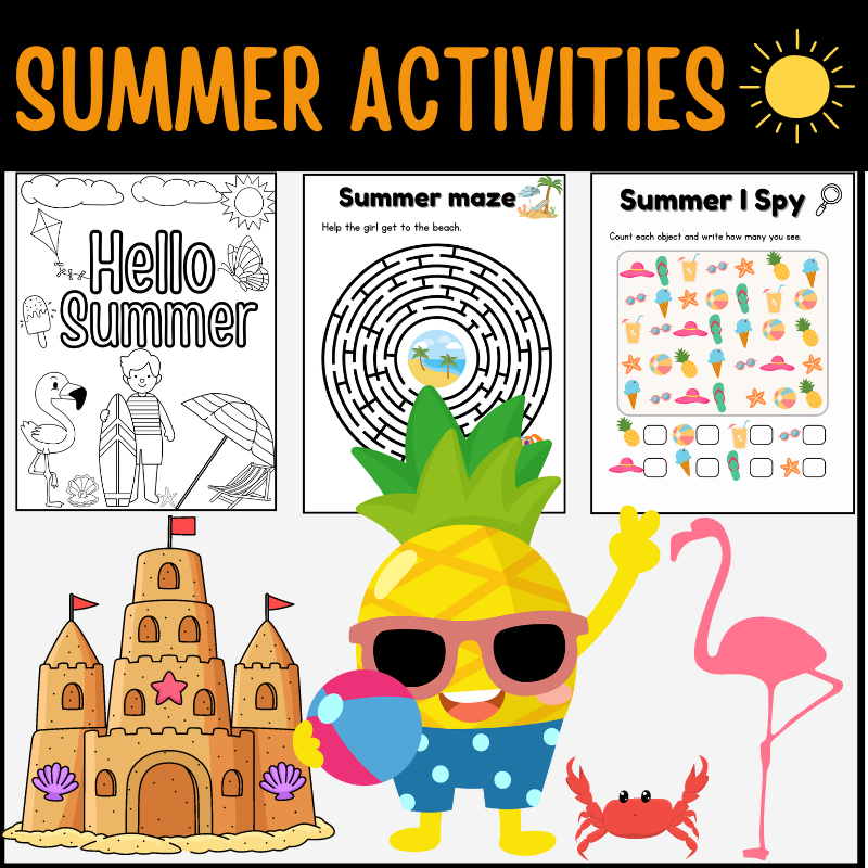 End Of The Year Summer Fun Activity Pack Worksheet for Kids.