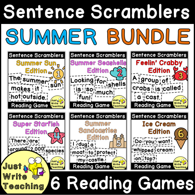 Summer Sentence Scramblers Reading Game BUNDLE