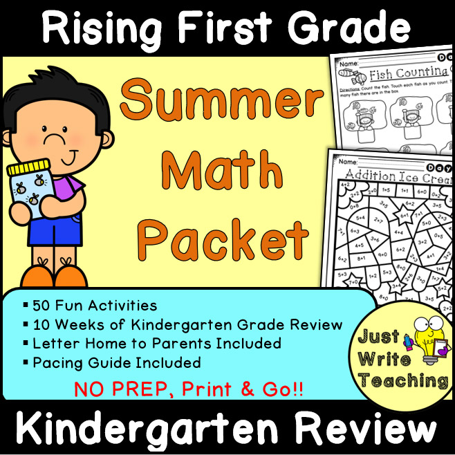 Rising First Grade Summer Math Packet (Kindergarten Review)