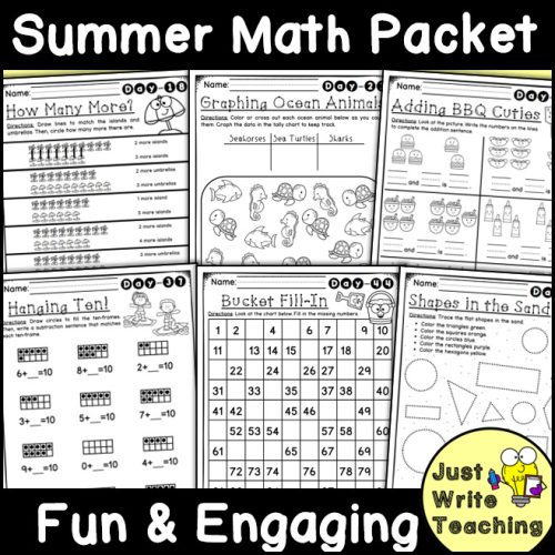 Rising First Grade Packet Rising First Grade Summer Math Packet (Kindergarten Review) - Made By ...