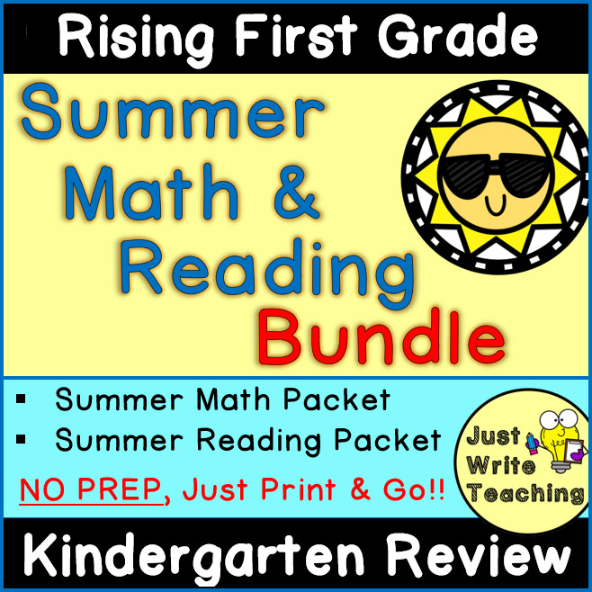 Summer Math and Reading Packet Bundle - Rising First Grade (Kindergarten Review)