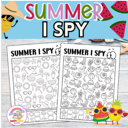 Summer I SPY Printables For Kids, Summer I SPY Coloring Pages