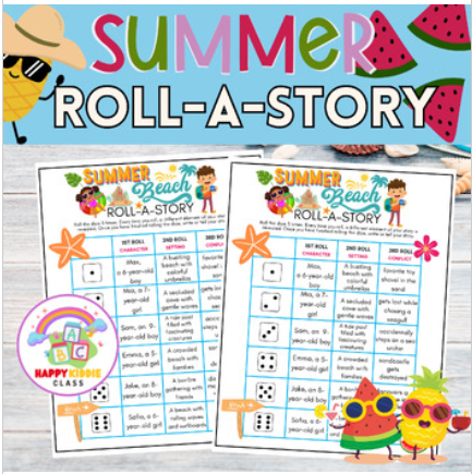 Summer Beach Roll & Write Story, Summer Creative Writing Centers Activity