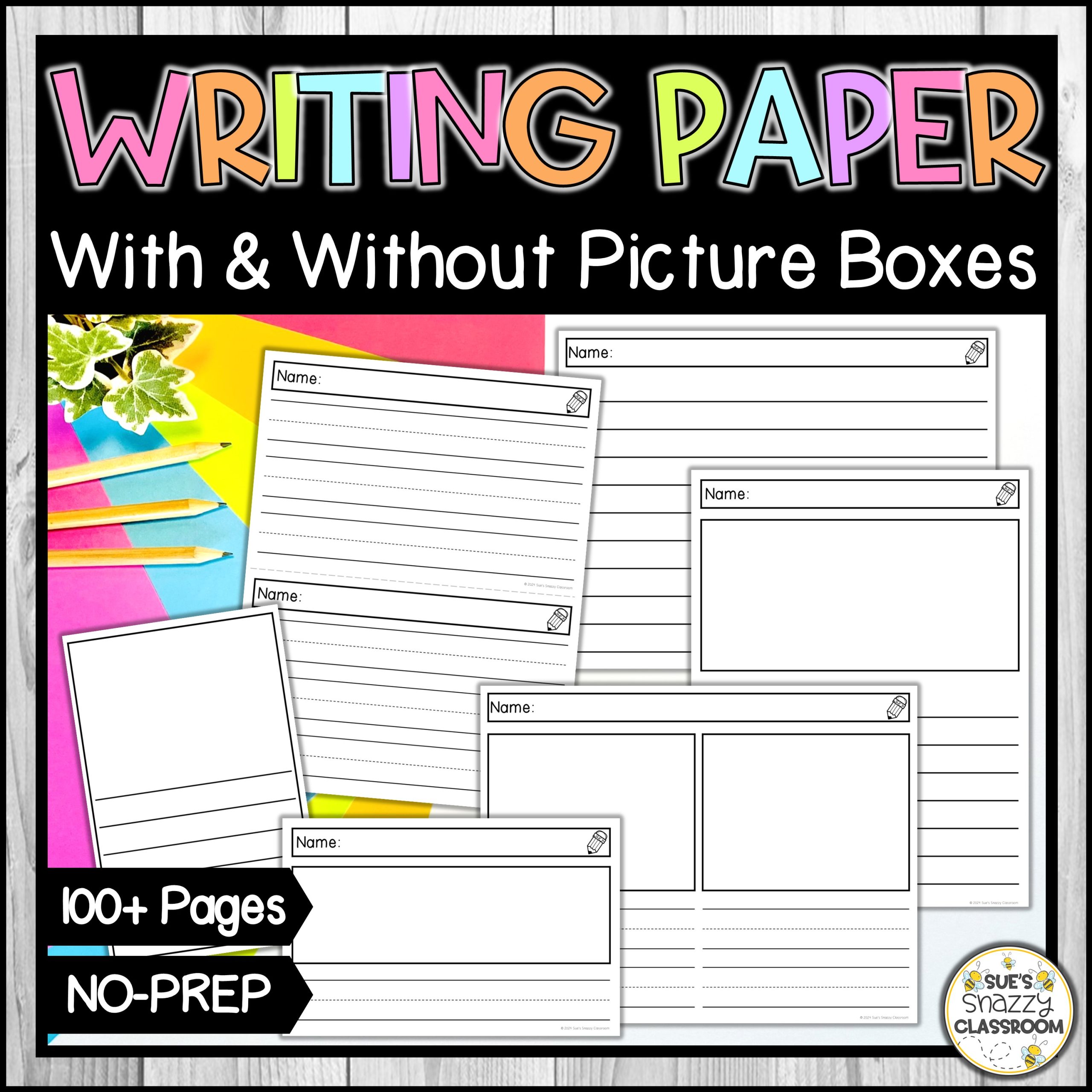 Primary Lined Writing Paper With & Without Picture Boxes - Back to School