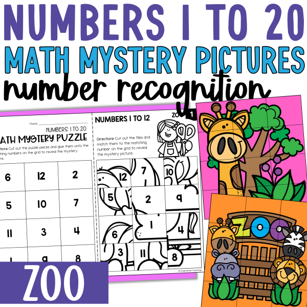 Zoo Numbers to 20 Worksheets Math Mystery Puzzles Zoo Number ...
