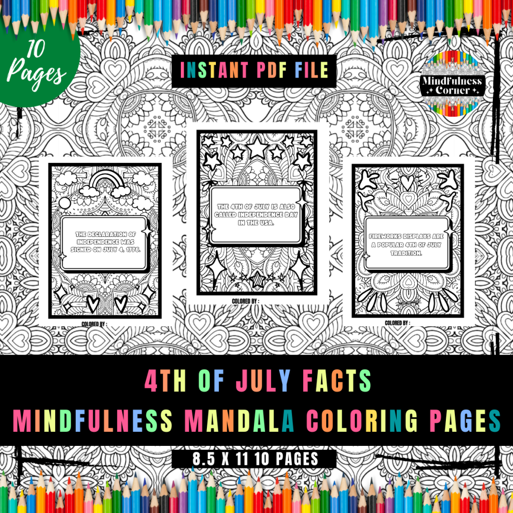 4th Of July Facts Sayings, Mindfulness Mandala Coloring Pages | Made By ...