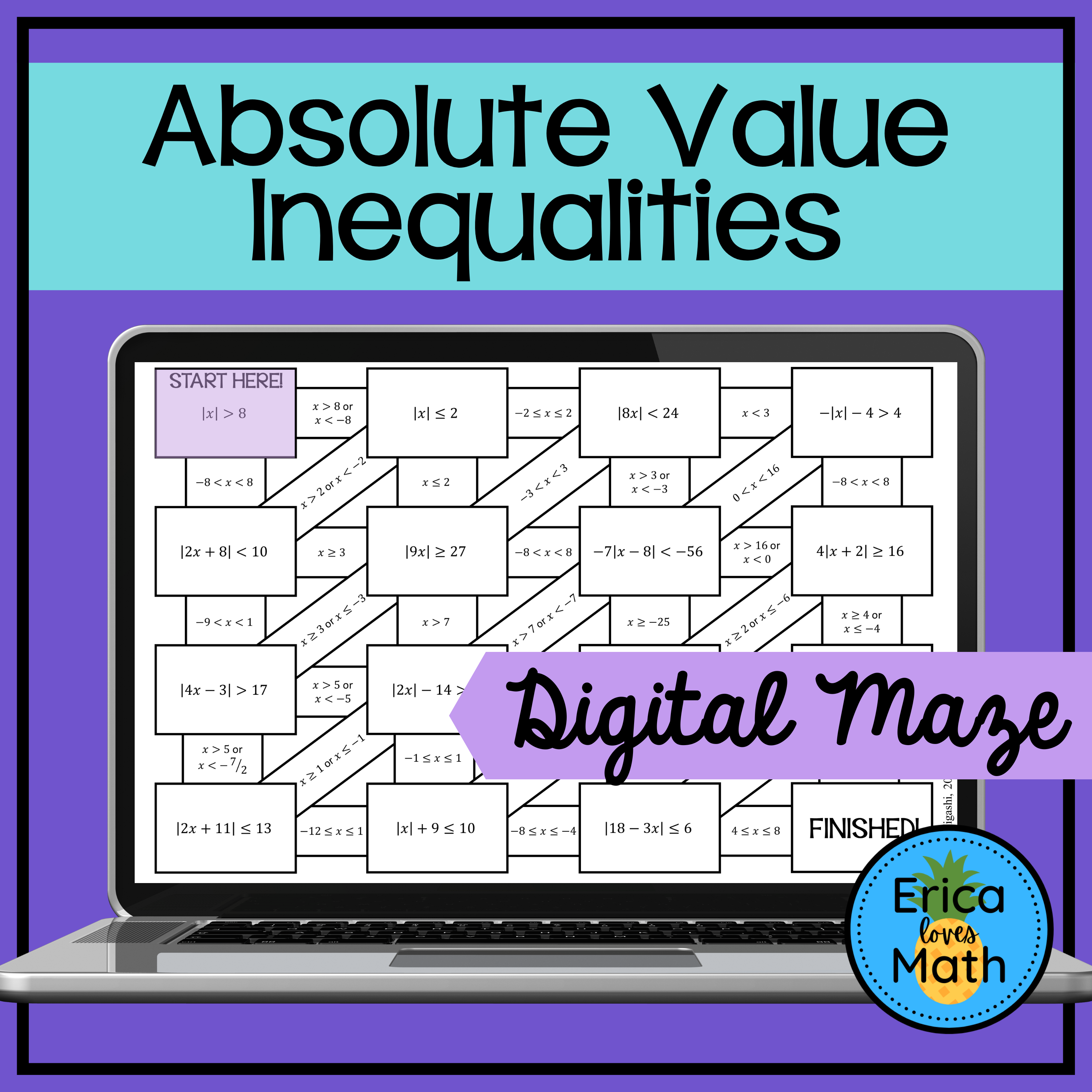 Solving Absolute Value Inequalities Digital Maze Activity