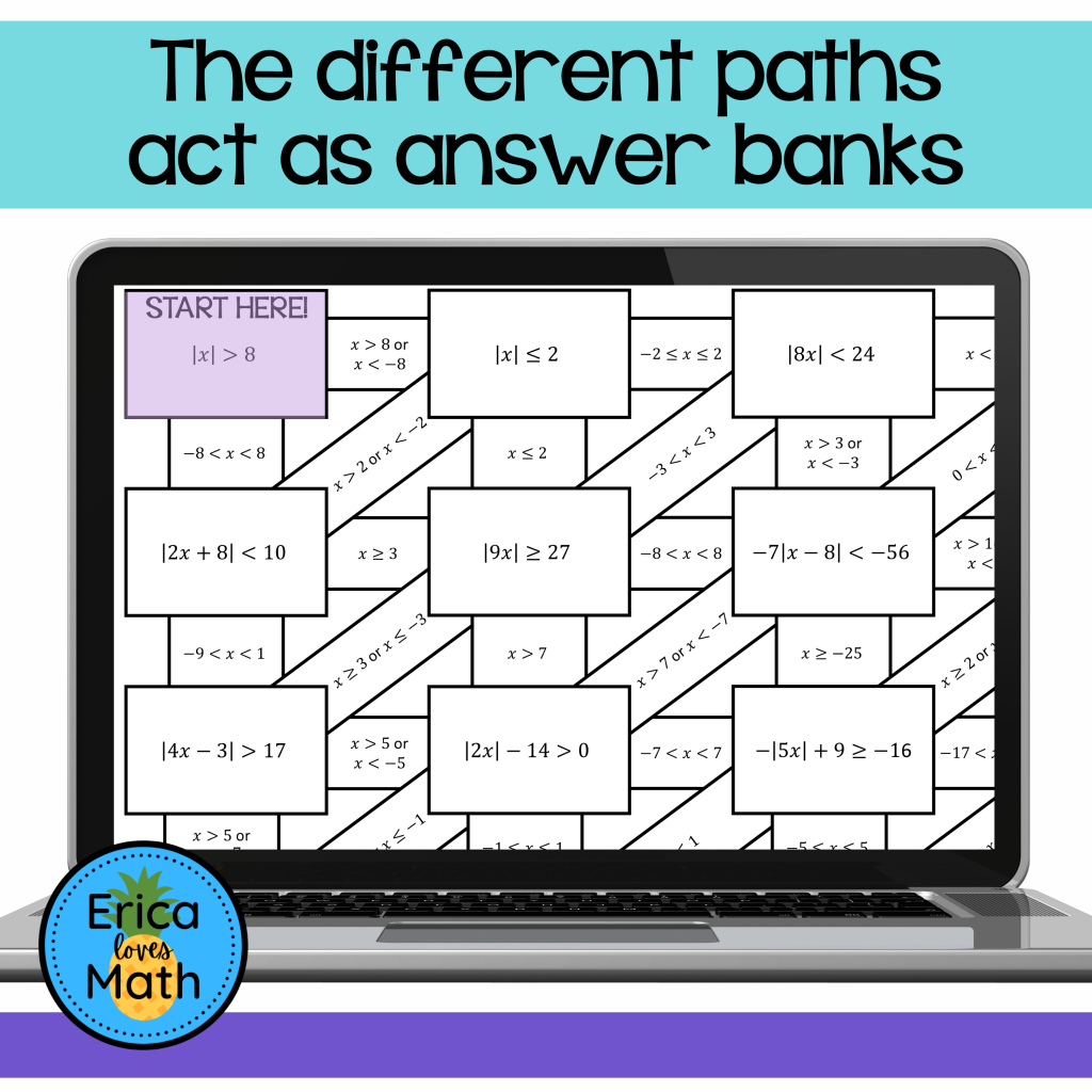 Solving Absolute Value Inequalities Digital Maze Activity | Made By ...