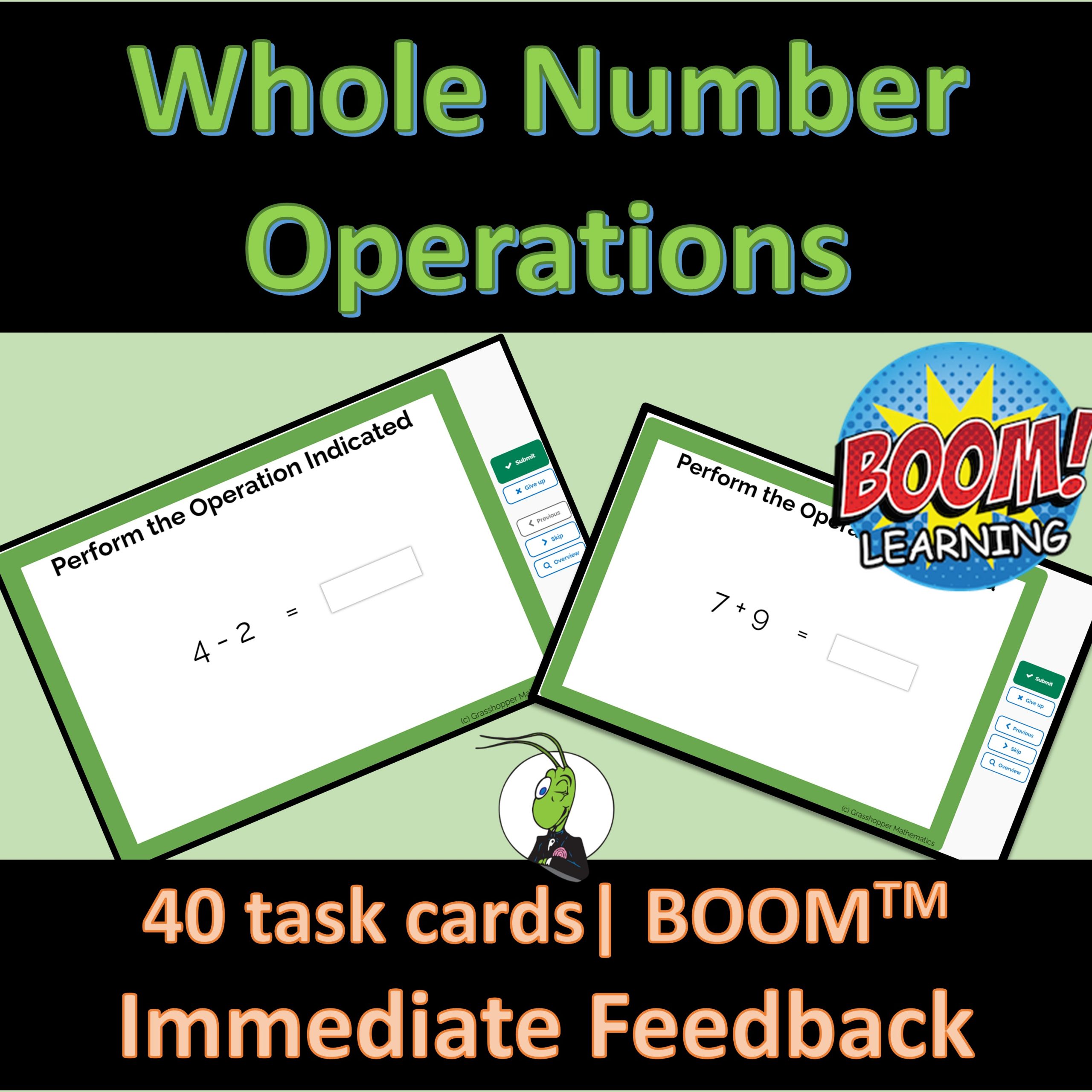 Operations of Whole Numbers Skills Practice Drill Boom Task Cards Remedial Math