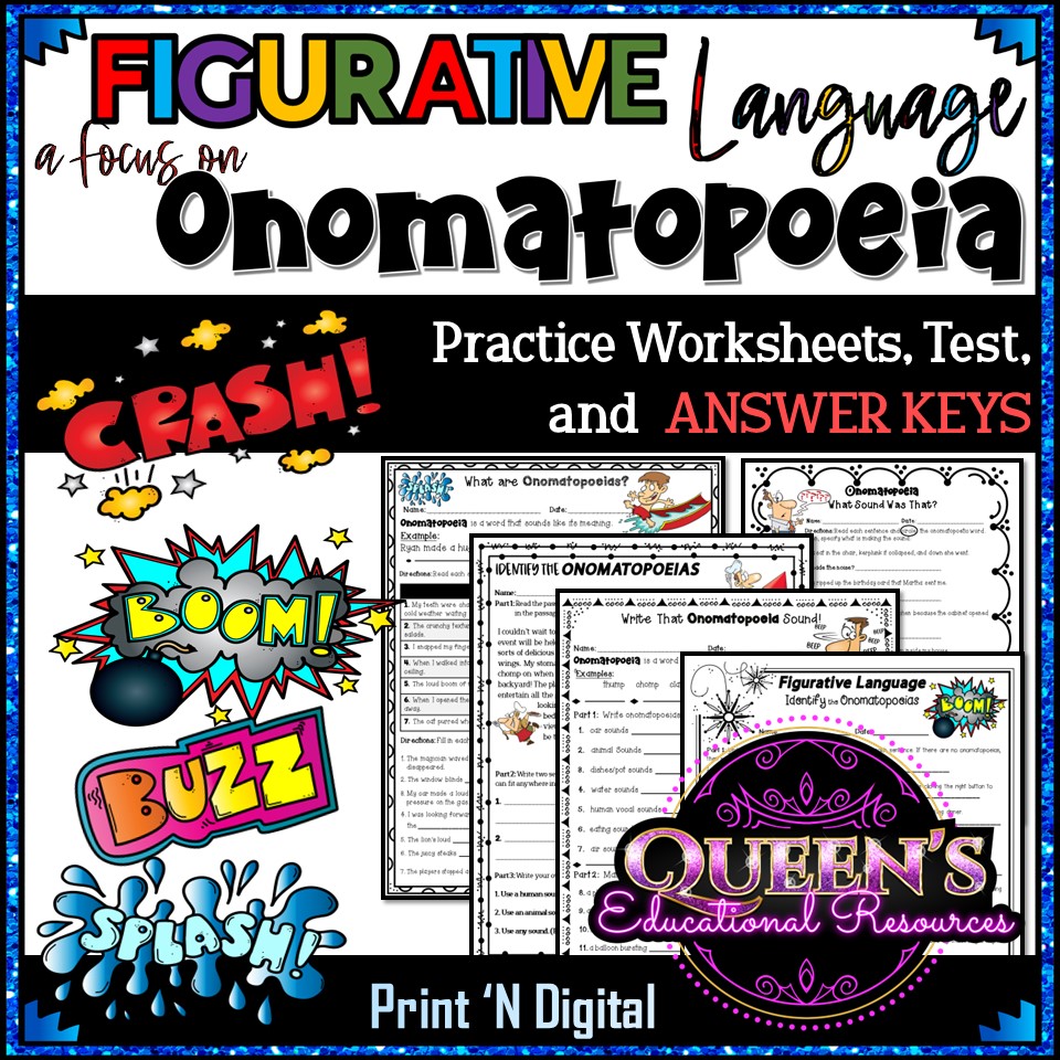 Onomatopoeia Activities | Onomatopoeia Worksheets | Figurative Language | Onomatopoeia